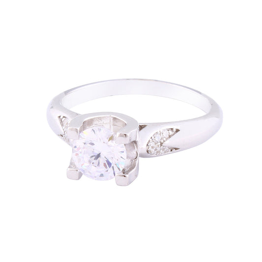 Asfour Crystal Drew Ring Inlaid With Round Zircon Stone In 925 Sterling Silver RM0071-7