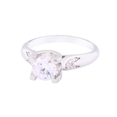 Asfour Crystal Drew Ring Inlaid With Round Zircon Stone In 925 Sterling Silver RM0071-7