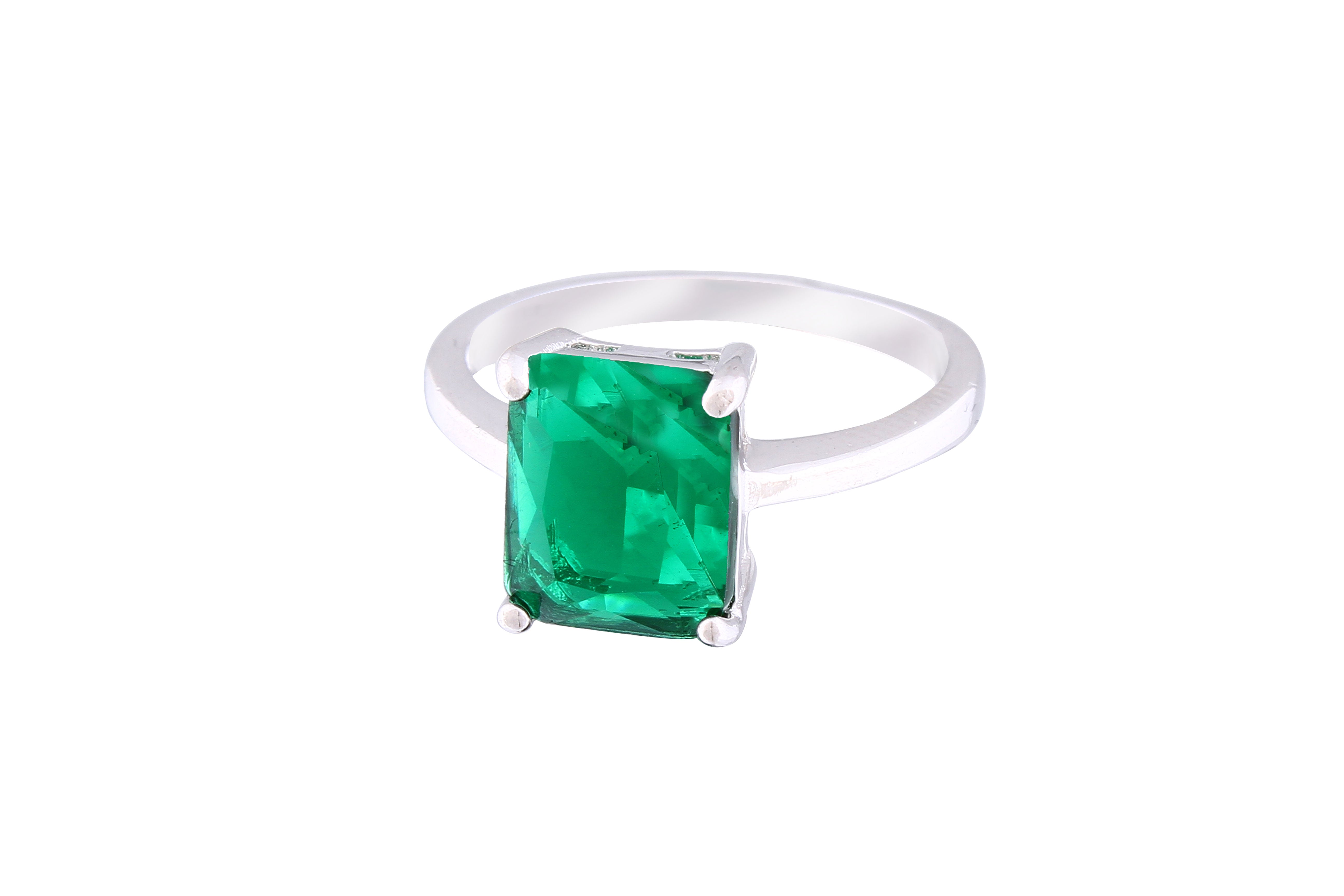 Asfour Crystal Drew Ring Inlaid With Emerald Zircon Stone In 925 Sterling Silver RM0085-G-7