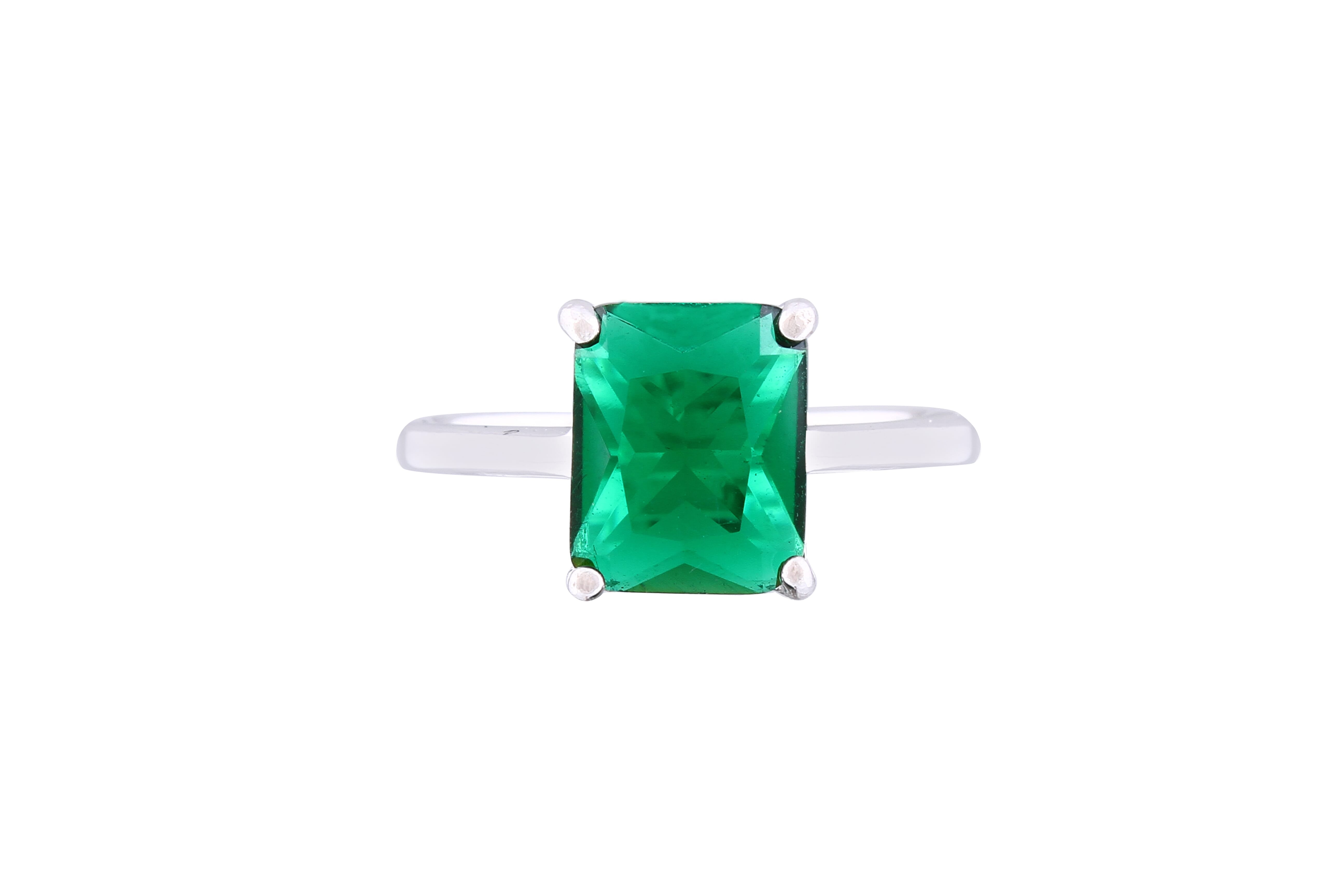 Asfour Crystal Drew Ring Inlaid With Emerald Zircon Stone In 925 Sterling Silver RM0085-G-9