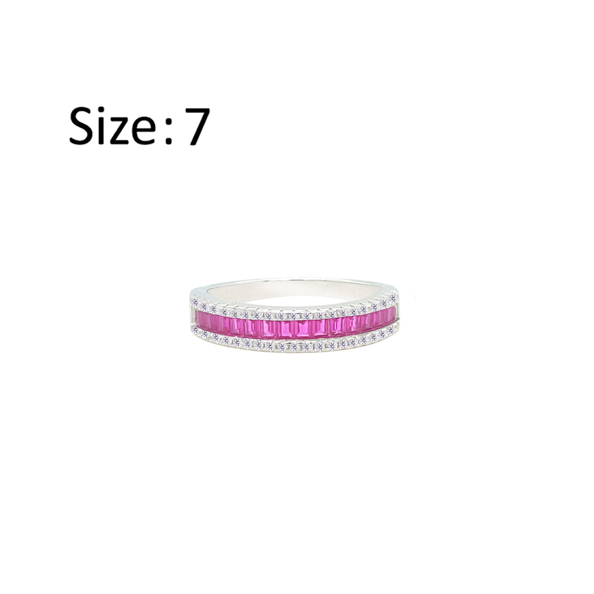 عصفور كريستال دبلة فضة عيار 925 مرصعة بفصوص زركون باجيت فوشيا RM0102-F-7