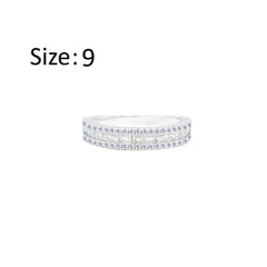 Asfour Creations Band Ring Inlaid With Baguette & Round Stones In 925 Sterling Silver – Size 9 – RM0104-9