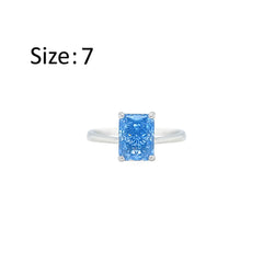 Asfour Crystal Drew Ring With Aquamarine Emerald Zircon In 925 Sterling Silver-RM0106-M-7