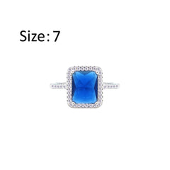 Asfour Crystal Drew Ring Inlaid With Blue Stones In 925 Sterling Silver-RM0107-B-7