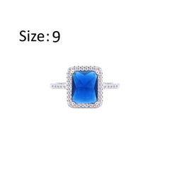Asfour Crystal Drew Ring Inlaid With Blue Stones In 925 Sterling Silver-RM0107-B-9