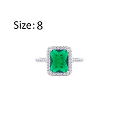 Asfour Creations Drew Ring Inlaid With Emerald Zircon Stones In 925 Sterling Silver – Size 8 – RM0107-G-8