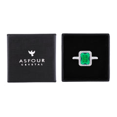 Asfour Creations Drew Ring Inlaid With Emerald Zircon Stones In 925 Sterling Silver – Size 8 – RM0107-G-8