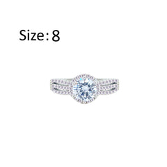 Asfour Crystal Fashion Ring With Round Design Inlaid With Zircon In 925 Sterling Silver-RM0112-8