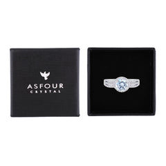 Asfour Crystal Fashion Ring With Round Design Inlaid With Zircon In 925 Sterling Silver-RM0112-8