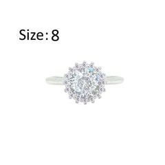 Asfour Creations Drew Ring With Halo Round Zircon Stone In 925 Sterling Silver – Size 8 – RM0116-8