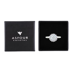 Asfour Creations Drew Ring With Halo Round Zircon Stone In 925 Sterling Silver – Size 8 – RM0116-8