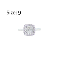 Asfour Creations Drew Ring With Square Design Inlaid With Zircon In 925 Sterling Silver – Size 9 – RM0122-9