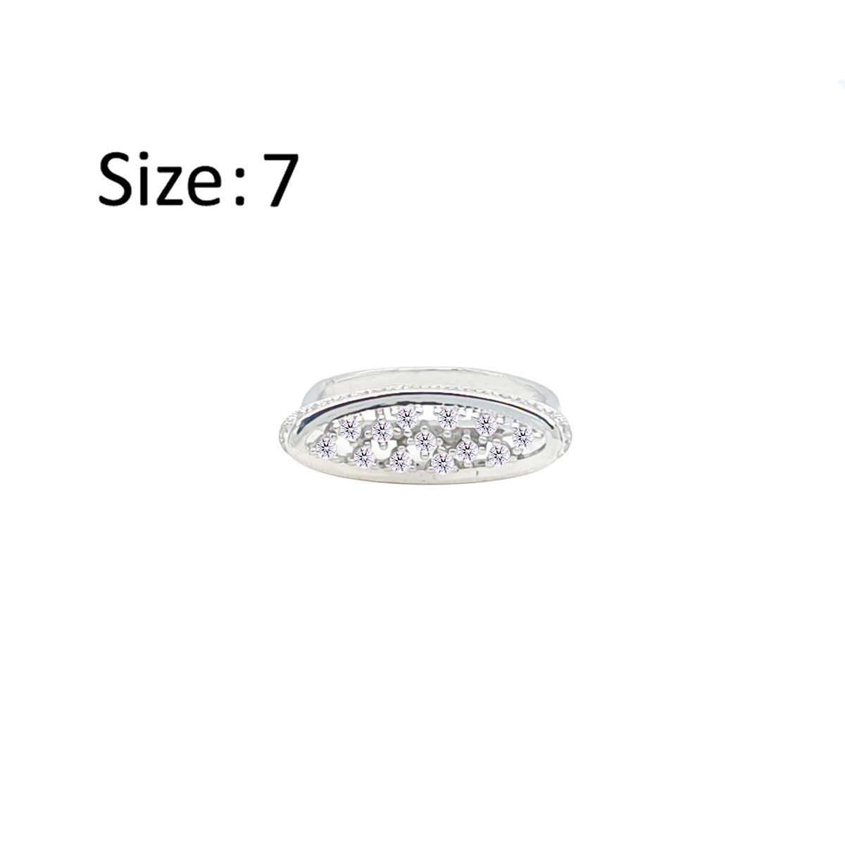 عصفور كريستال خاتم فضة عيار 925 بتصميم زخرفي مرصع بالزركون RM0125-7