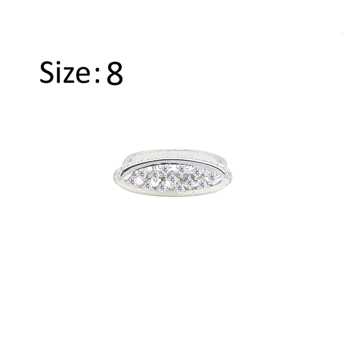 عصفور كريستال خاتم فضة عيار 925 بتصميم زخرفي مرصع بالزركون RM0125-8