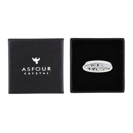 Asfour Crystal Drew Ring With Art Deco Design Inlaid With Zircon In 925 Sterling Silver-RM0125-8