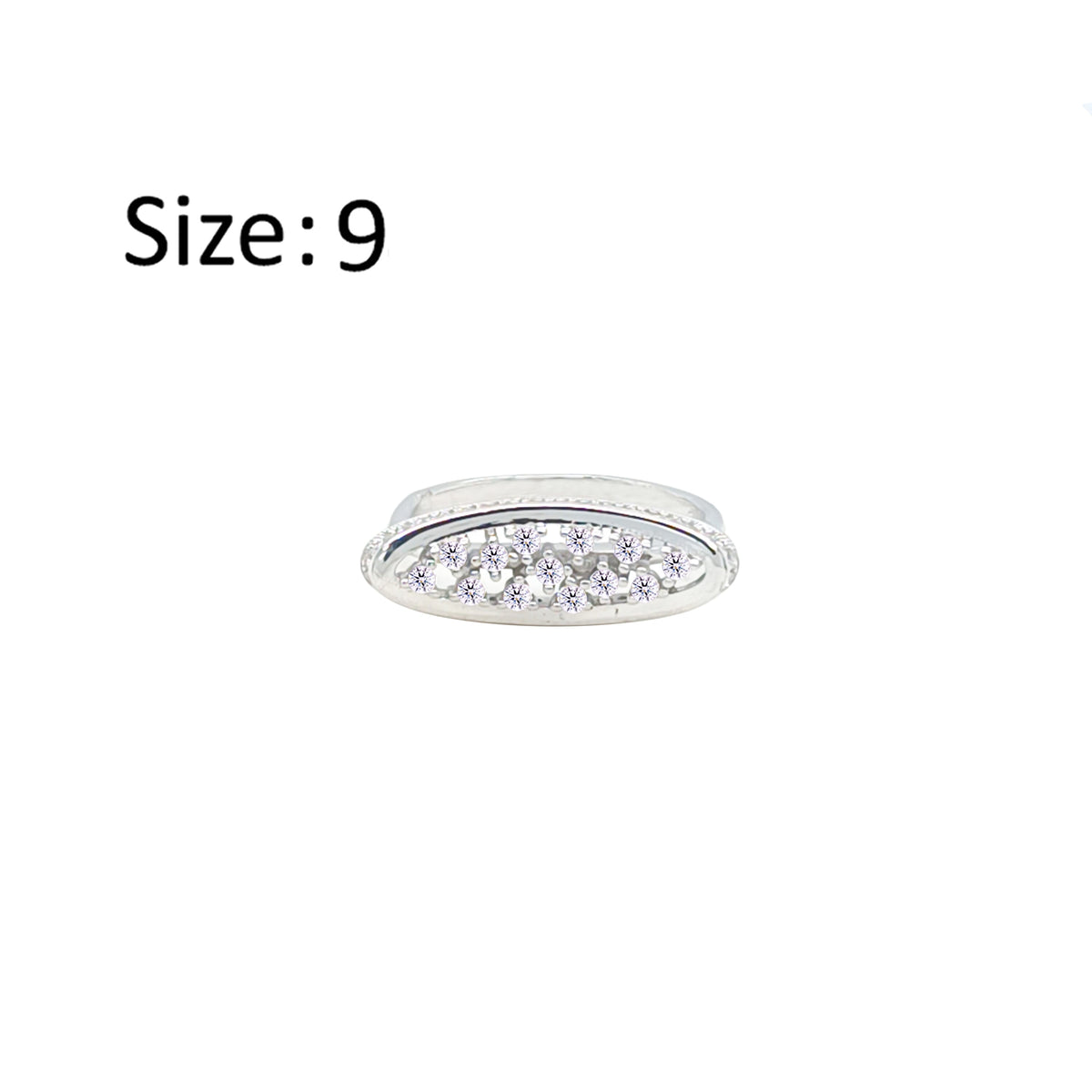 عصفور كريستال خاتم فضة عيار 925 بتصميم زخرفي مرصع بالزركون RM0125-9