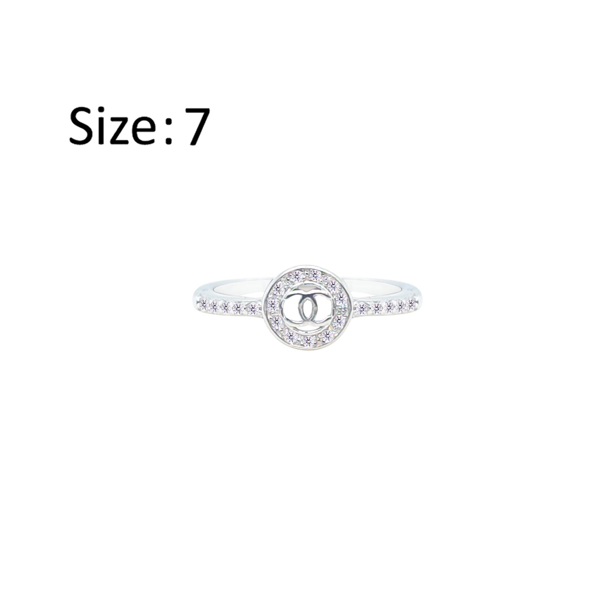 عصفور كريستال خاتم فضة عيار 925 بتصميم دائري زخرفي مرصع بالزركون RM0127-7