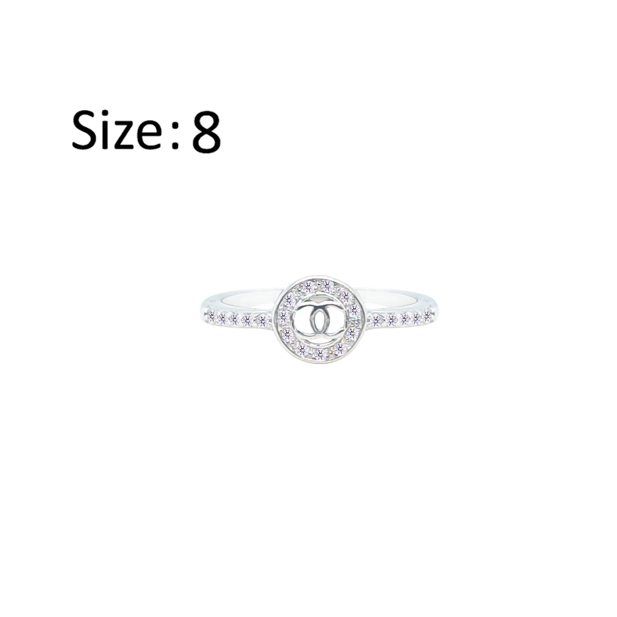 عصفور كريستال خاتم فضة عيار 925 بتصميم دائري زخرفي مرصع بالزركون RM0127-8