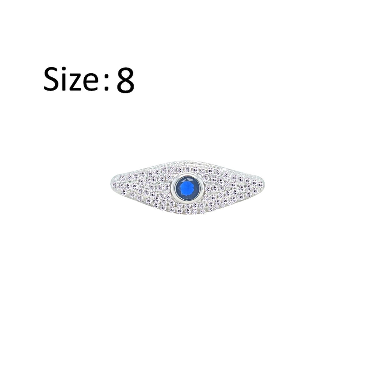 عصفور كريستال خاتم فضة عيار 925 بتصميم عين زرقاء مرصعة بالزركون RM0136-WB-8