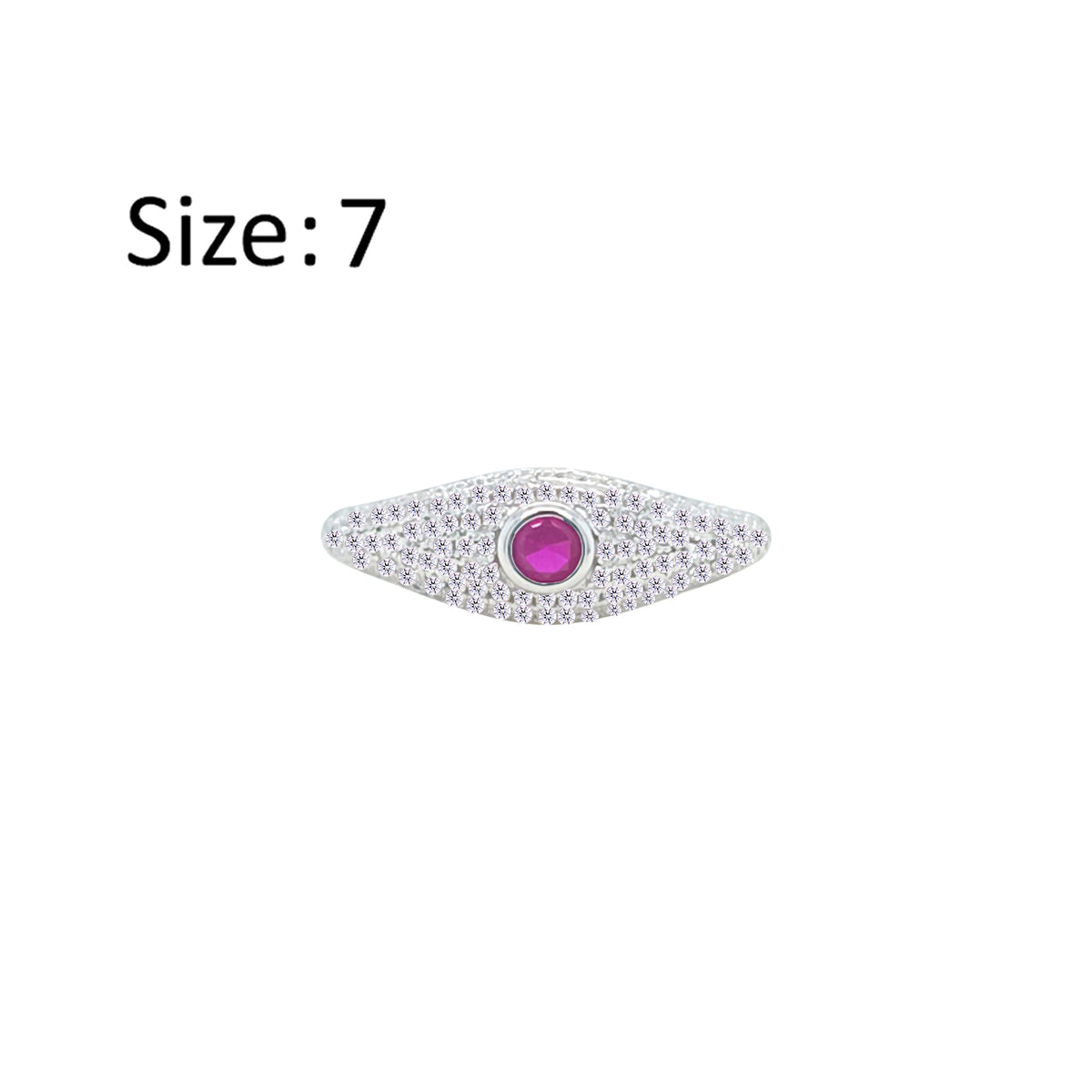 عصفور كريستال خاتم فضة عيار 925 بتصميم علي شكل عين فوشيا مرصعة بالزركون RM0136-WF-7