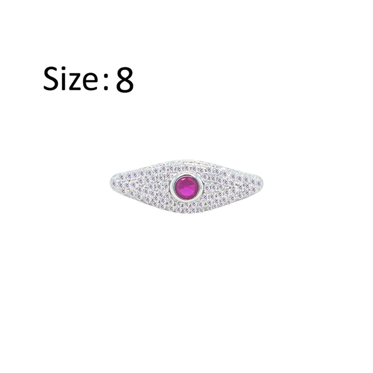 عصفور كريستال خاتم فضة عيار 925 بتصميم علي شكل عين فوشيا مرصعة بالزركون RM0136-WF-8