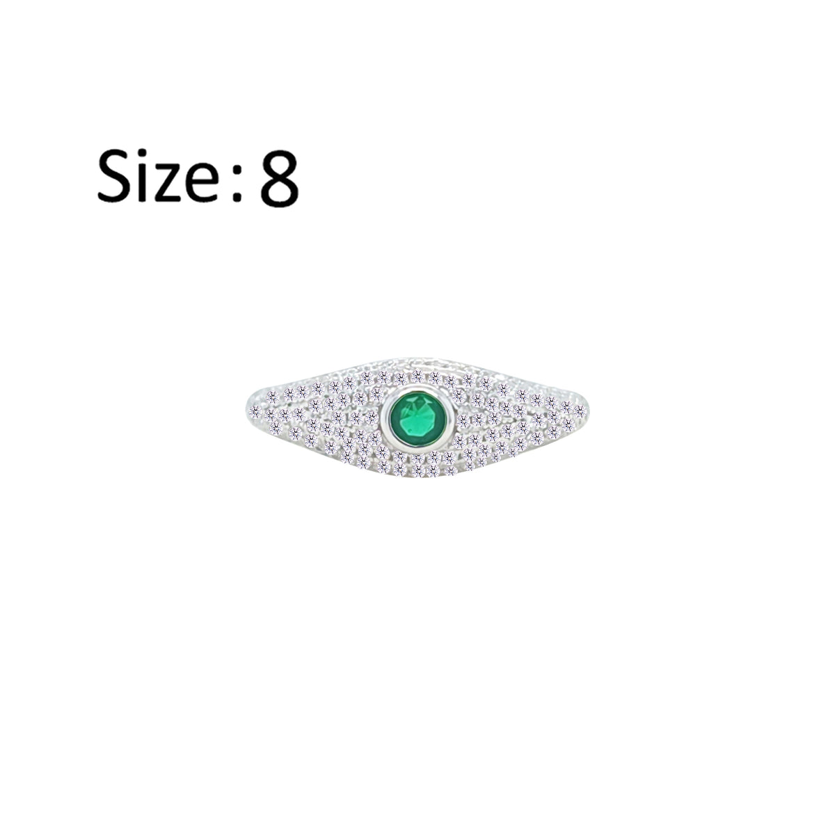 عصفور كريستال خاتم فضة عيار 925 بتصميم عين خضراء مرصعة بالزركون RM0136-WG-8