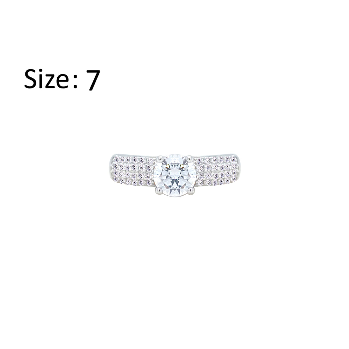 Asfour Crystal Fashion Ring With Round Design Inlaid With Zircon In 925 Sterling Silver-RM0138-7
