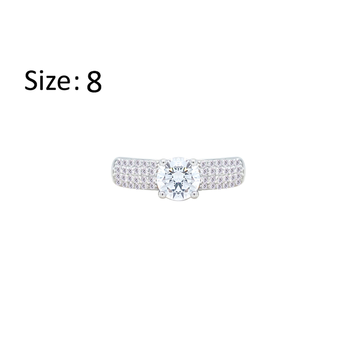 Asfour Crystal Fashion Ring With Round Design Inlaid With Zircon In 925 Sterling Silver-RM0138-8