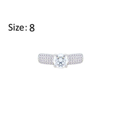 Asfour Creations Fashion Ring With Round Design Inlaid With Zircon In 925 Sterling Silver – Size 8 – RM0138-8