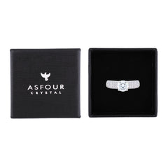 Asfour Creations Fashion Ring With Round Design Inlaid With Zircon In 925 Sterling Silver – Size 9 – RM0138-9
