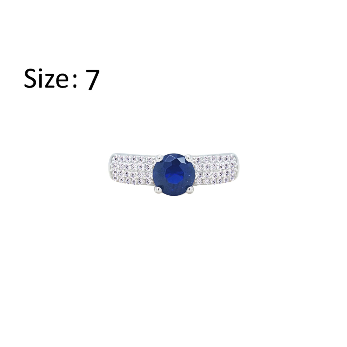 Asfour Crystal Fashion Ring With Blue Round Design Inlaid With Zircon In 925 Sterling Silver-RM0138-WB-7