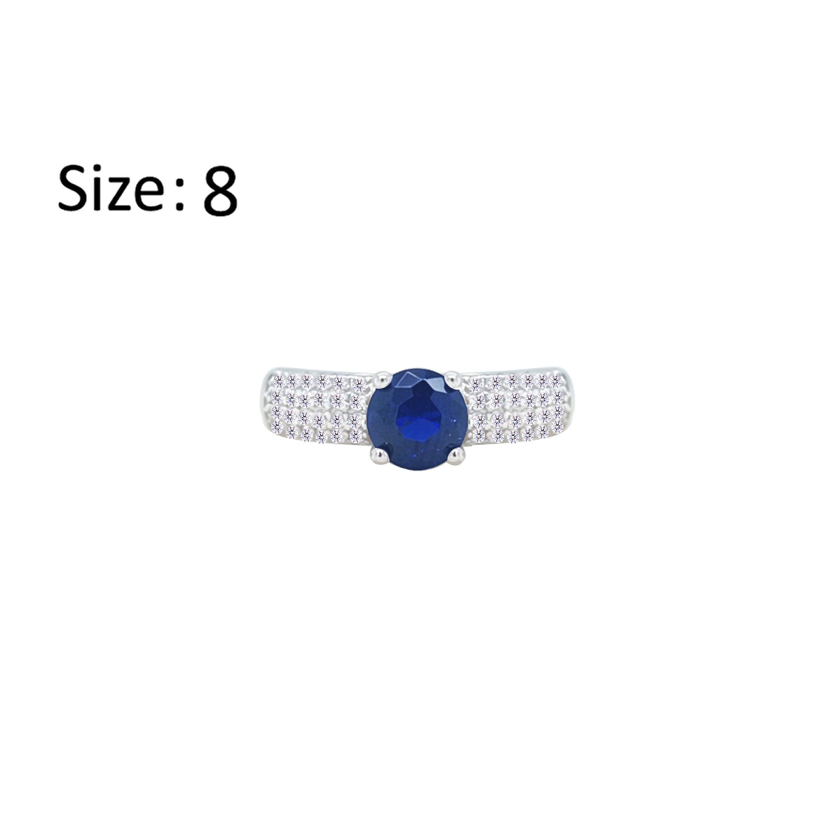 Asfour Crystal Fashion Ring With Blue Round Design Inlaid With Zircon In 925 Sterling Silver-RM0138-WB-8