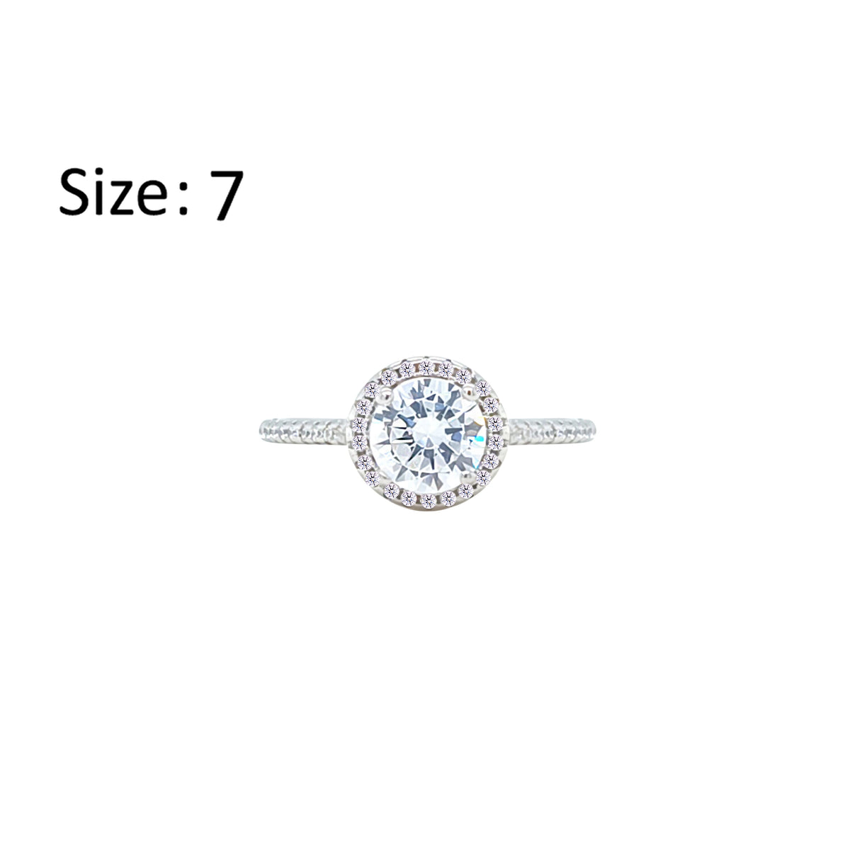 Asfour Crystal Halo Ring With Round Design In 925 Sterling Silver-RM0139-7