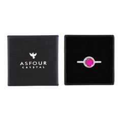 Asfour Creations Halo Ring With Fuchsia Round Design In 925 Sterling Silver – Size 8 – RM0139-F-8
