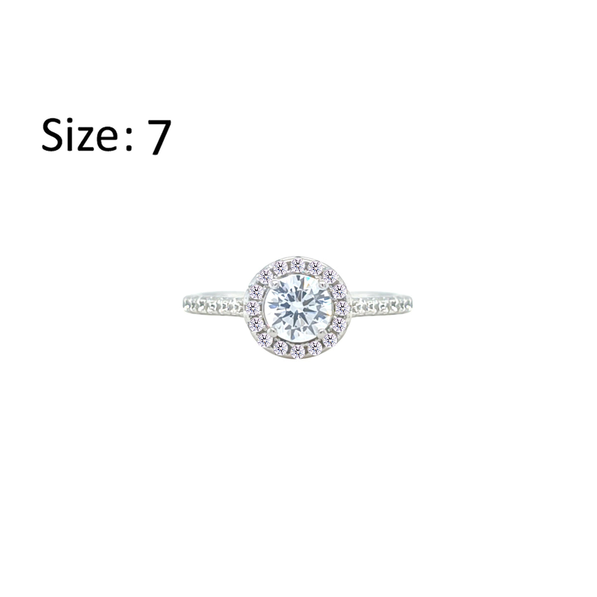 Asfour Crystal Halo Ring With Round Design In 925 Sterling Silver-RM0140-7