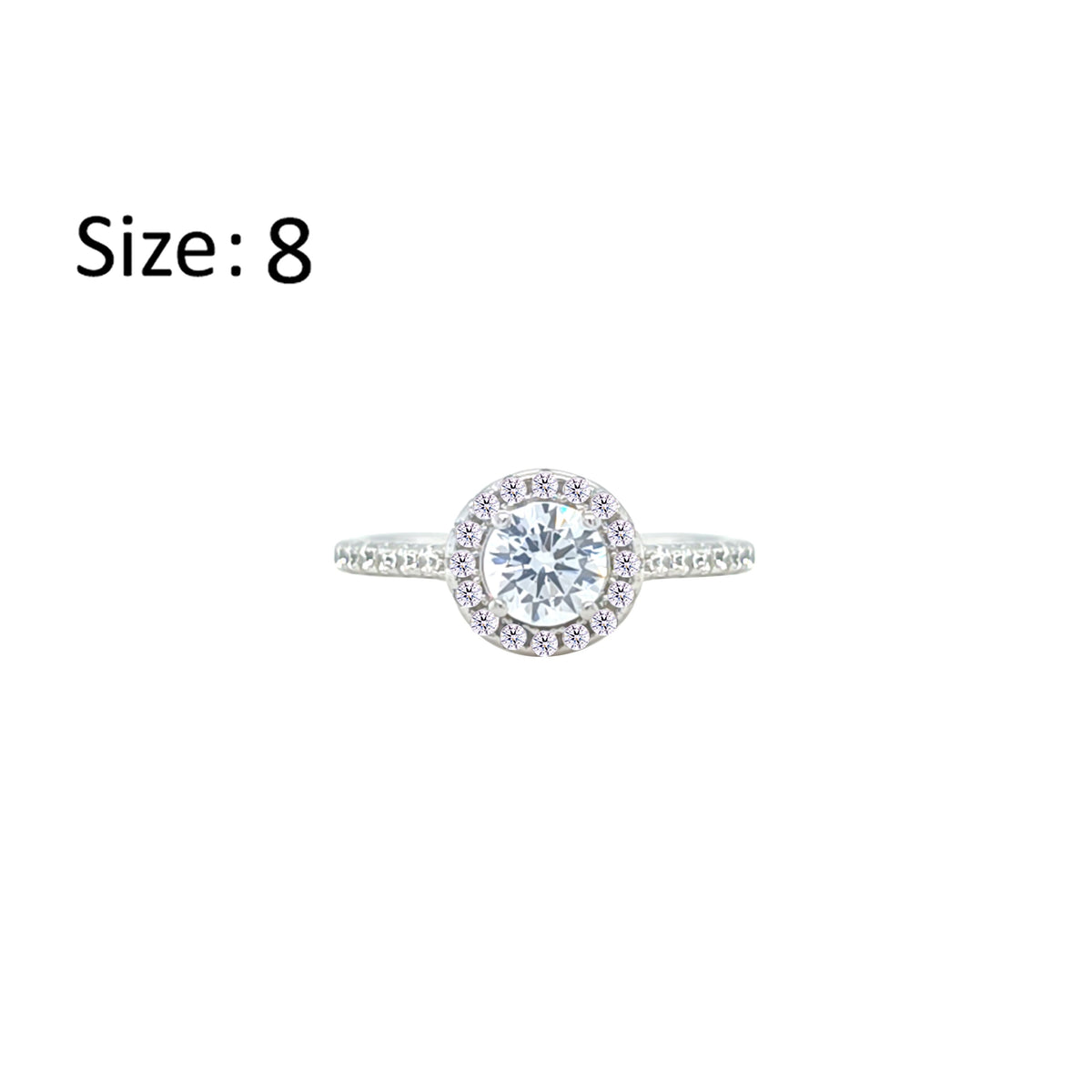 Asfour Crystal Halo Ring With Round Design In 925 Sterling Silver-RM0140-8