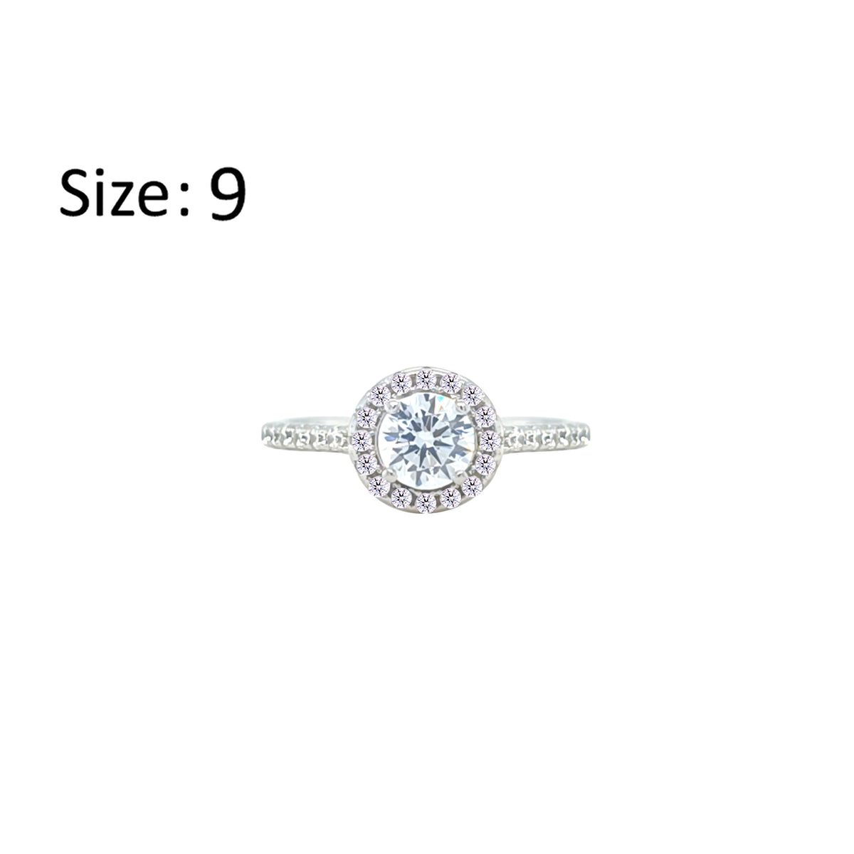 Asfour Crystal Halo Ring With Round Design In 925 Sterling Silver-RM0140-9