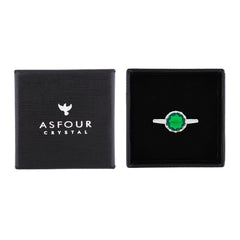 Asfour Creations Fashion Ring With Emerald Green Round Zircon In 925 Sterling Silver – Size 7 – RM0142-G-7