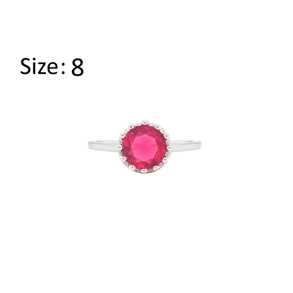 Asfour Crystal Fashion Ring With Dark Rose Round Zircon In 925 Sterling Silver-RM0142-O5-8
