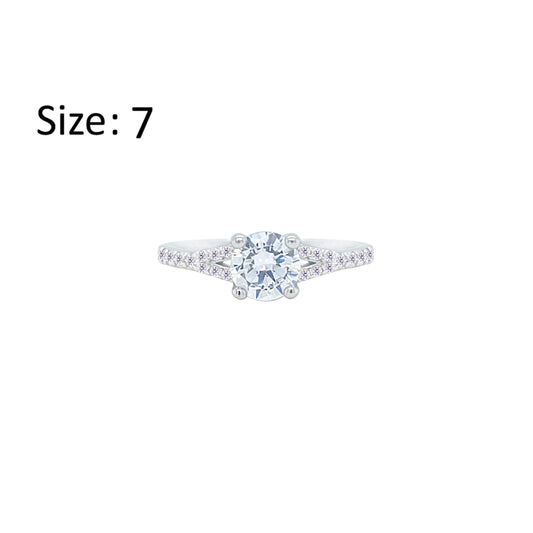 Asfour Crystal Fashion Ring With Round Design Inlaid With Zircon In 925 Sterling Silver-RM0143-7