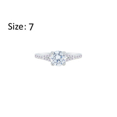 Asfour Creations Fashion Ring With Round Design Inlaid With Zircon In 925 Sterling Silver – Size 7 – RM0143-7