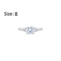 Asfour Creations Fashion Ring With Round Design Inlaid With Zircon In 925 Sterling Silver – Size 8 – RM0143-8