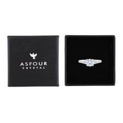 Asfour Creations Fashion Ring With Round Design Inlaid With Zircon In 925 Sterling Silver – Size 8 – RM0143-8