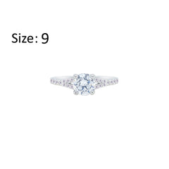 Asfour Creations Fashion Ring With Round Design Inlaid With Zircon In 925 Sterling Silver – Size 9 – RM0143-9