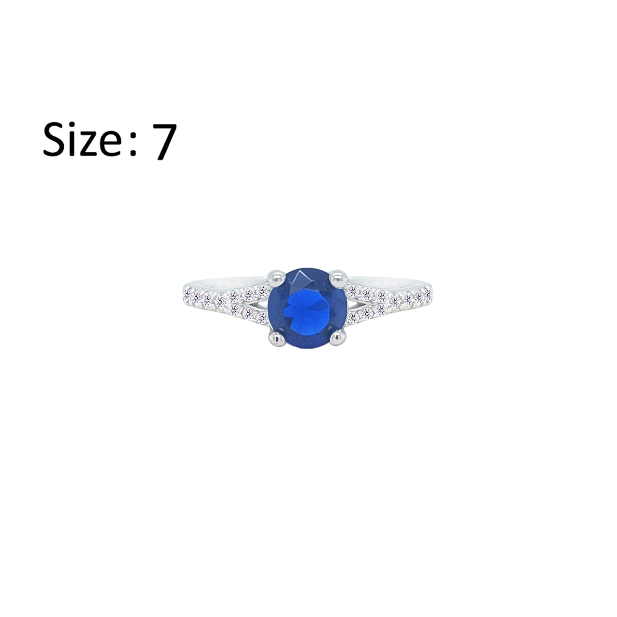 Asfour Crystal Fashion Ring With Blue Round Design In 925 Sterling Silver-RM0143-B-7