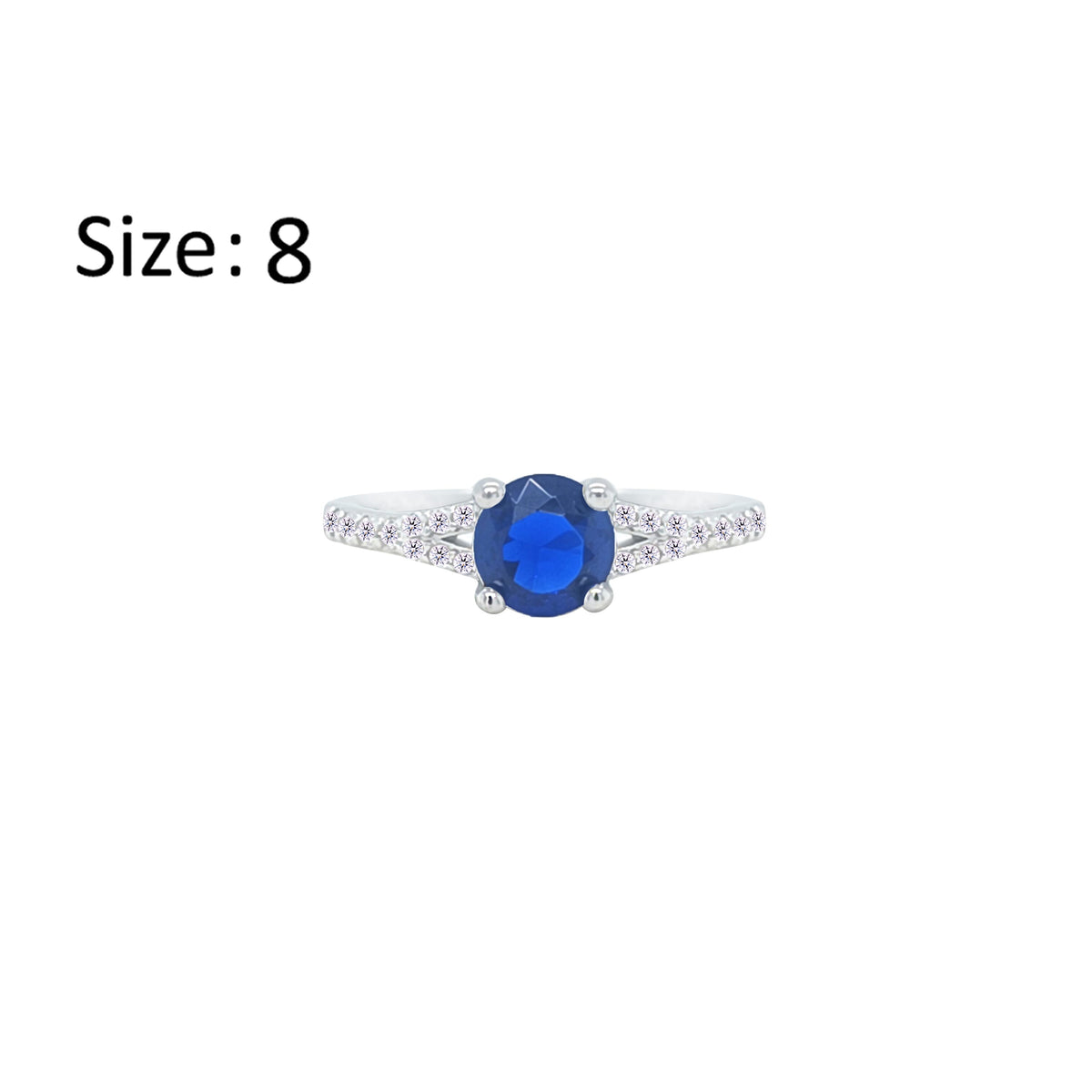 Asfour Crystal Fashion Ring With Blue Round Design In 925 Sterling Silver-RM0143-B-8