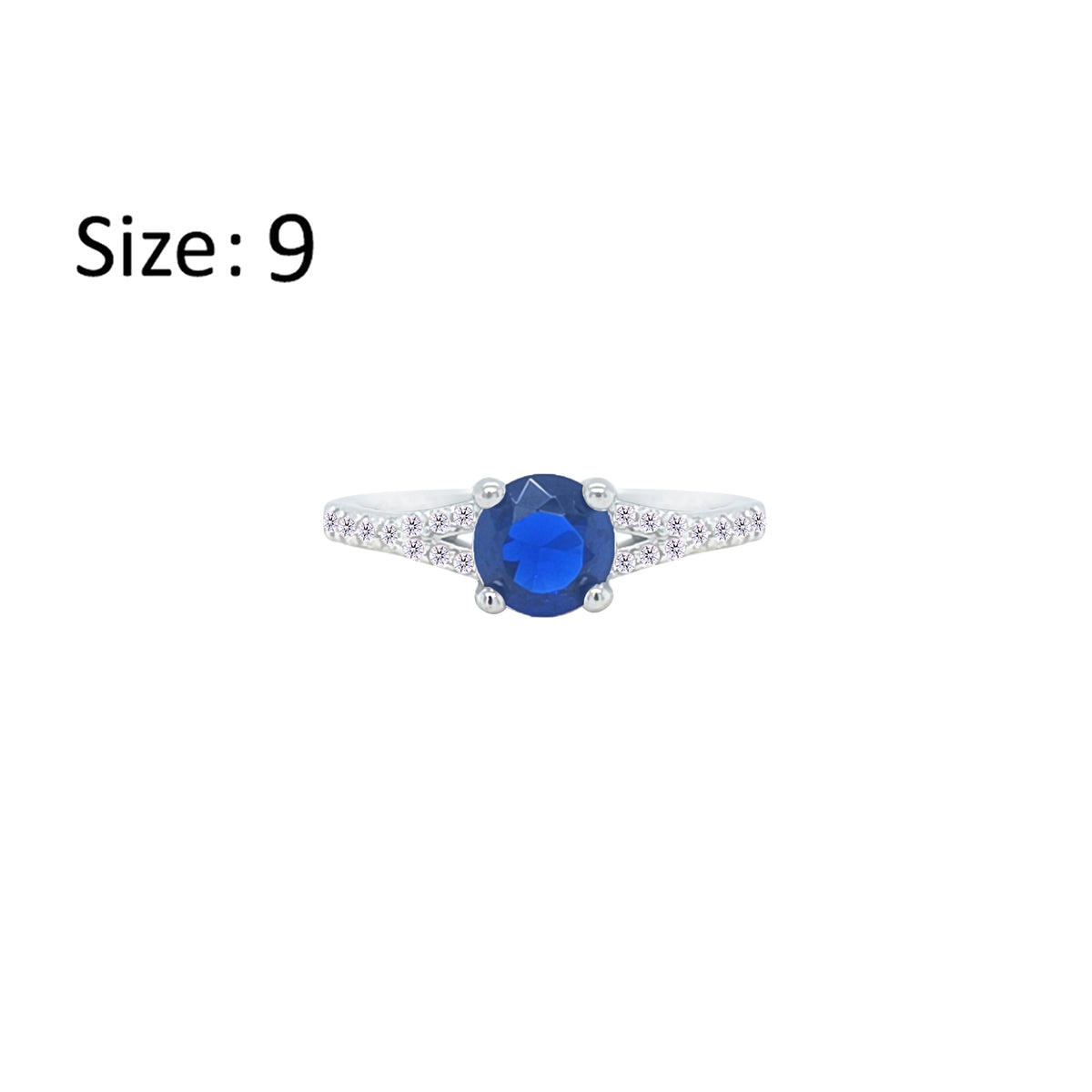 Asfour Crystal Fashion Ring With Blue Round Design In 925 Sterling Silver-RM0143-B-9