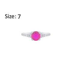 Asfour Creations Fashion Ring With Fuchsia Round Design In 925 Sterling Silver – Size 7 – RM0143-F-7