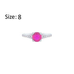 Asfour Creations Fashion Ring With Fuchsia Round Design In 925 Sterling Silver – Size 8 – RM0143-F-8
