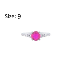 Asfour Creations Fashion Ring With Fuchsia Round Design In 925 Sterling Silver – Size 9 – RM0143-F-9